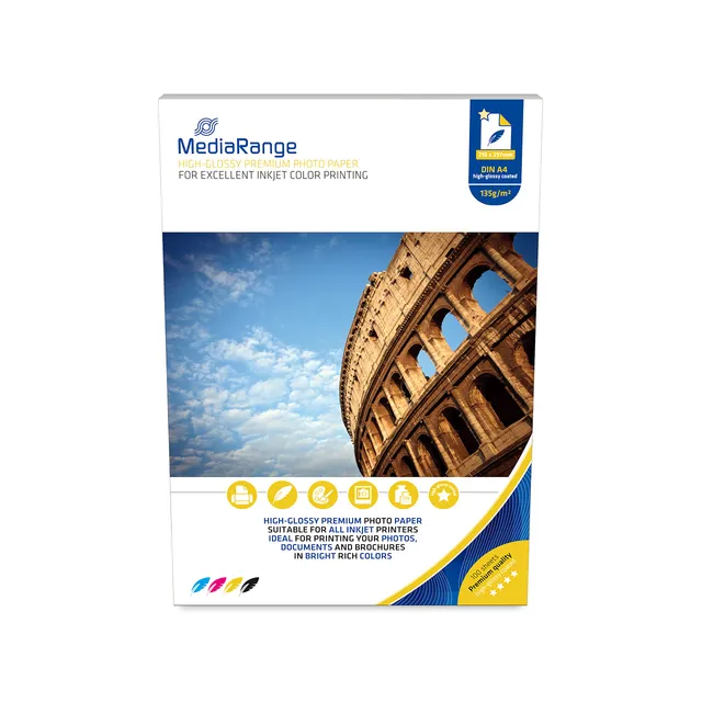 mediarange-hochglanz-fotopapier-160-g-m-din-a4-100-blatt-f-r-inkjet-drucker image 1