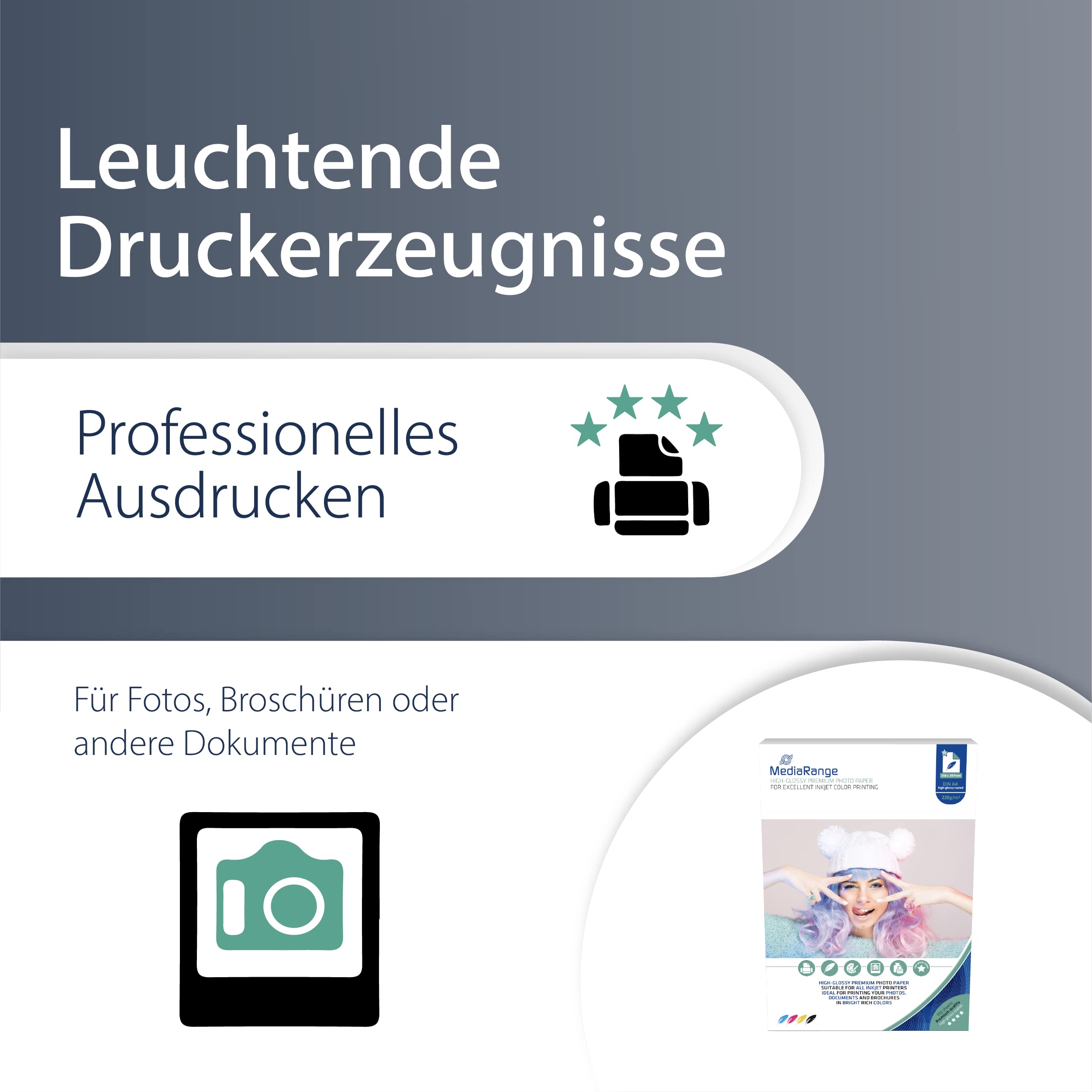 mediarange-hochglanz-fotopapier-220-g-m-100-blatt-f-r-inkjet-a4 image 3
