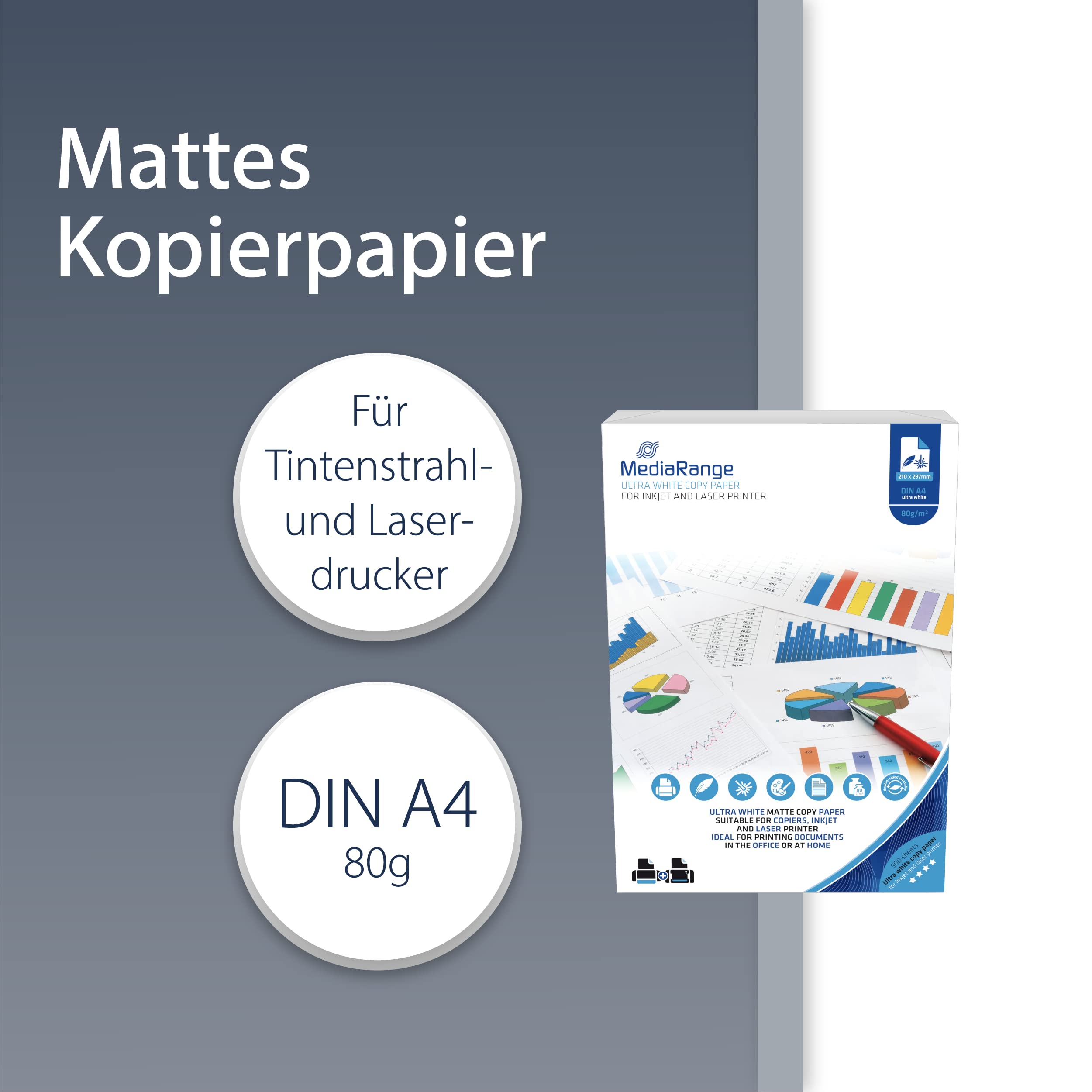 mediarange-kopierpapier-a4-80-g-m-500-blatt-f-r-tintenstrahl-und-laserdrucker image 2
