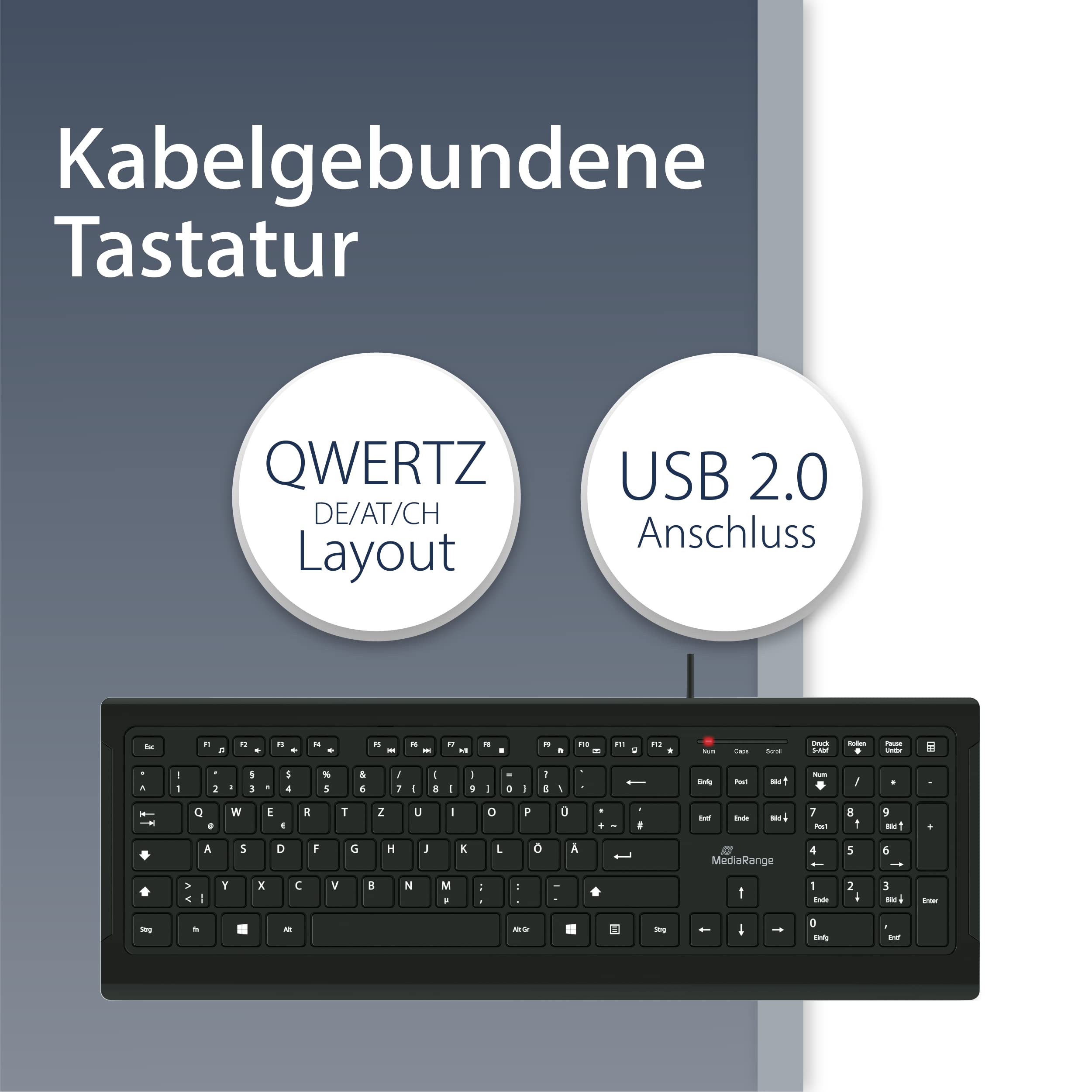 mediarange-kabelgebundene-usb-tastatur-qwertz-de-at-vollformat-schwarz-professio image 2