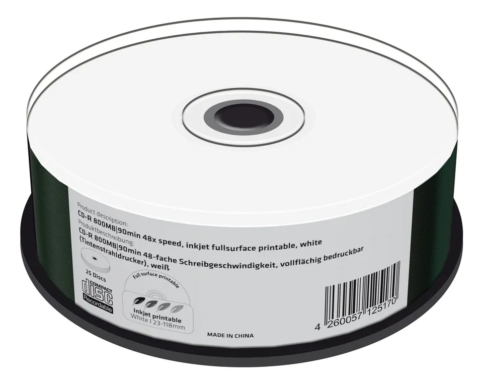 mediarange-cd-r-800-mb-90-min-48x-vollfl-chig-bedruckbar-25er-cakebox image 1