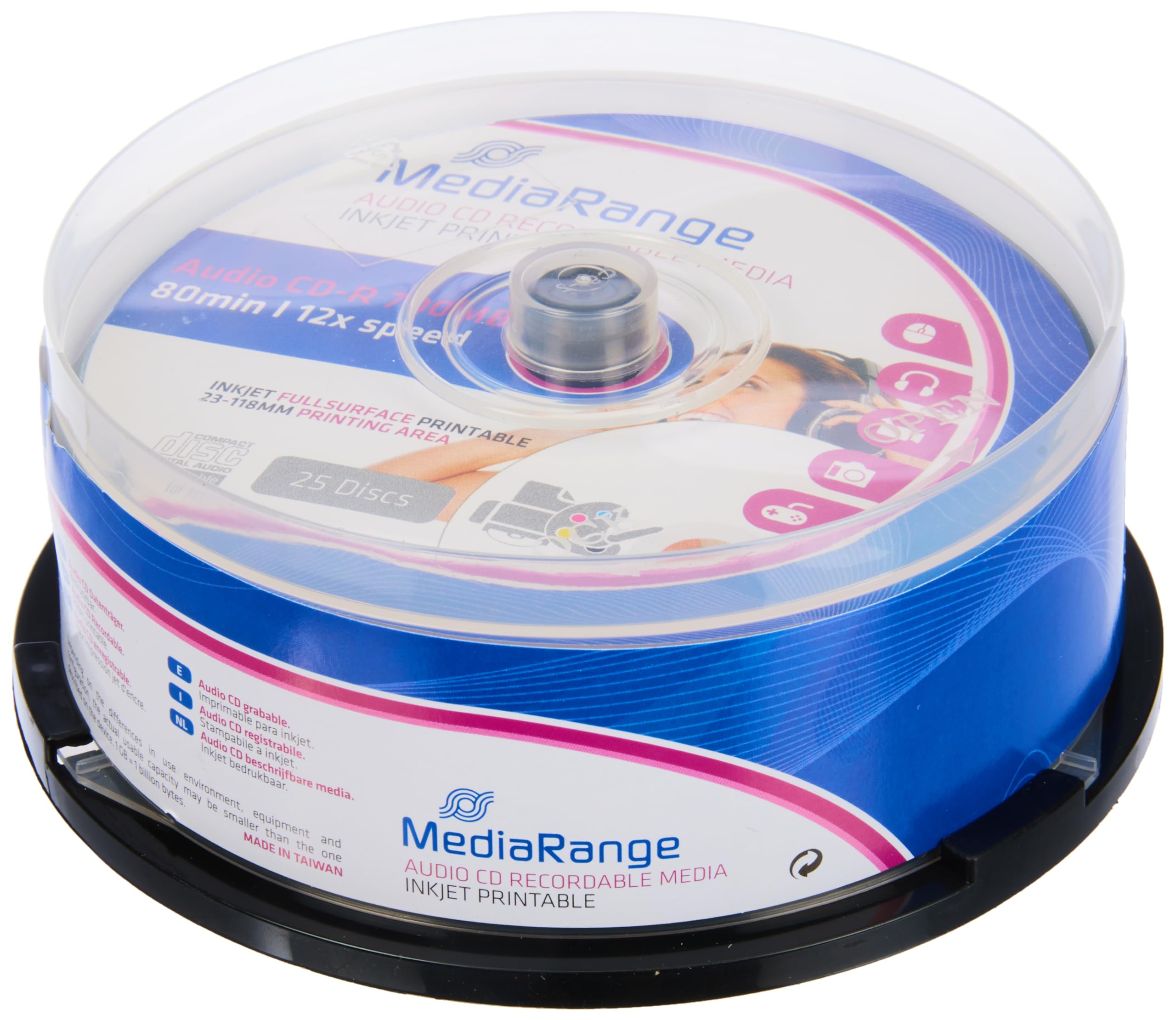 mediarange-audio-cd-r-700-mb-80-min-12x-inkjet-bedruckbar-25er-pack image 1