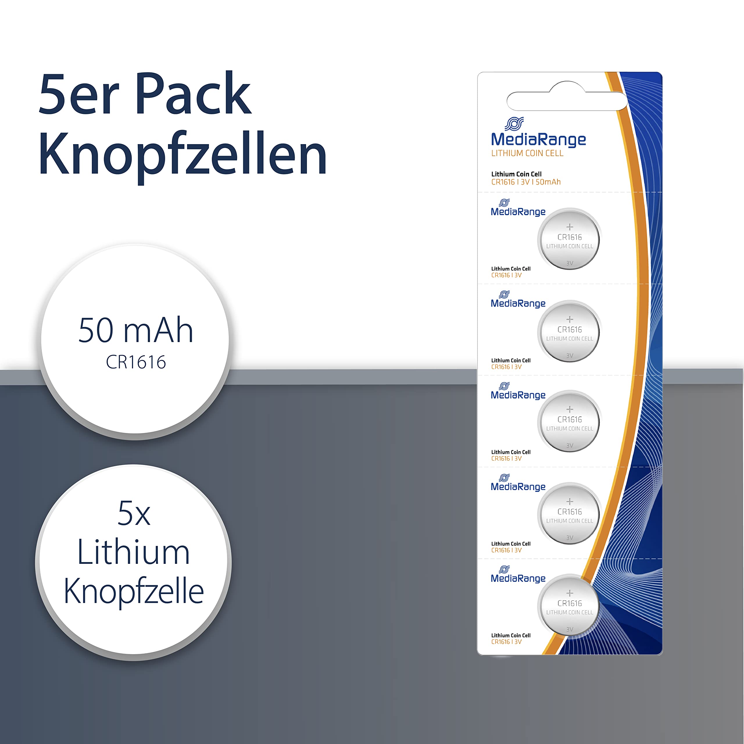 mediarange-lithium-knopfzelle-cr1616-3v-5er-pack image 2