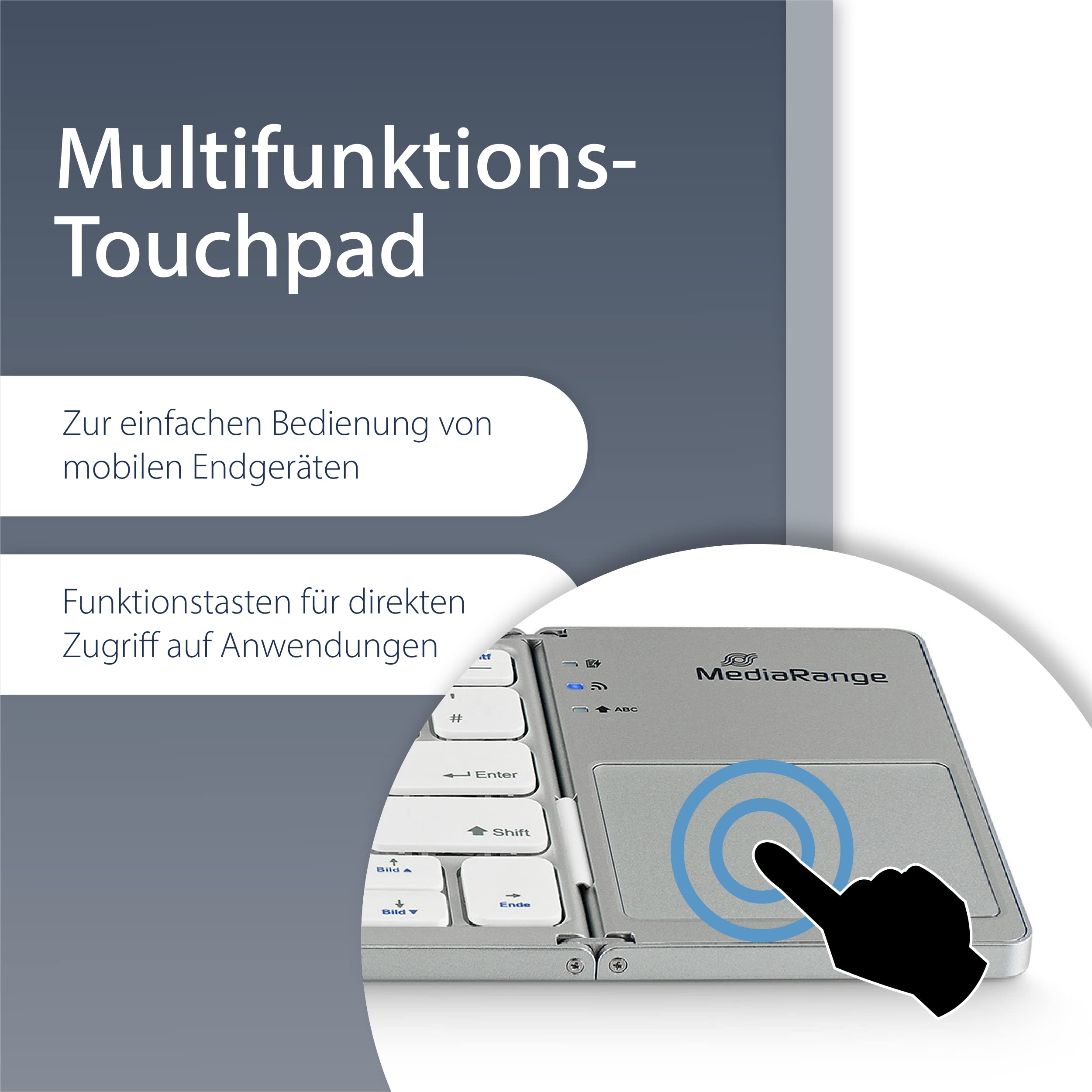 mediarange-funk-tastatur-qwertz-de-at-63-tasten-mit-touchpad-silber image 5
