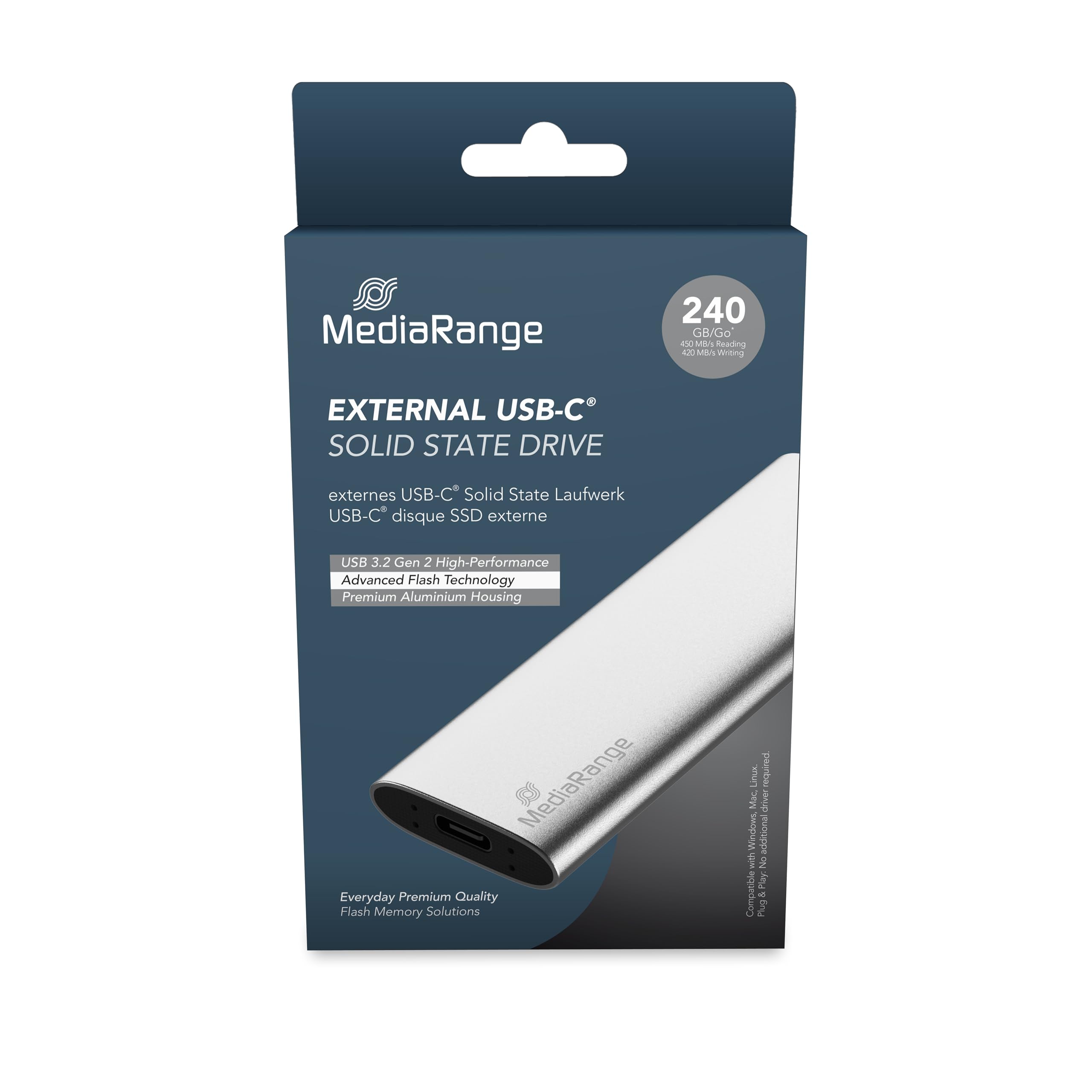 mediarange-externe-ssd-usb-c-3-2-gen-2-240gb-aluminium-silber image 6