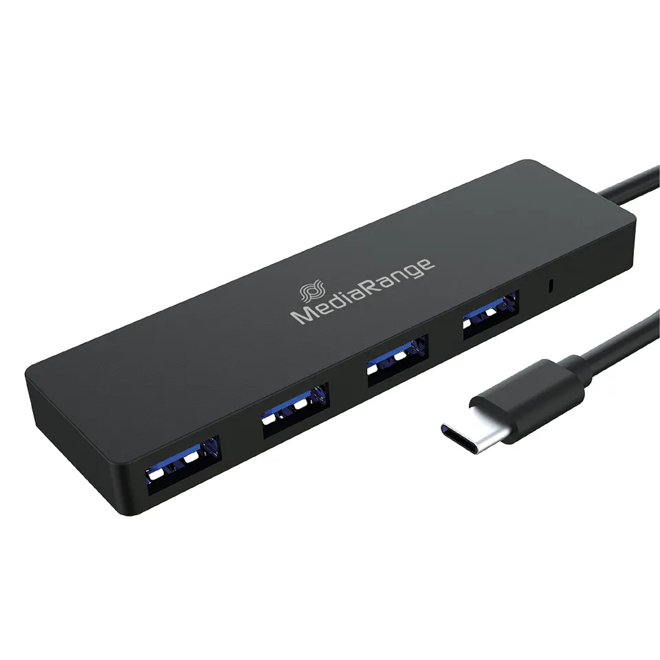 mediarange-usb-c-hub-4-ports-usb-3-0-schwarz image 1