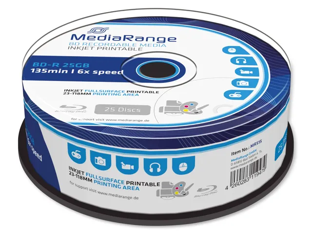 mediarange-bd-r-25gb-25er-pack-6x-inkjet-bedruckbar-htl image 1
