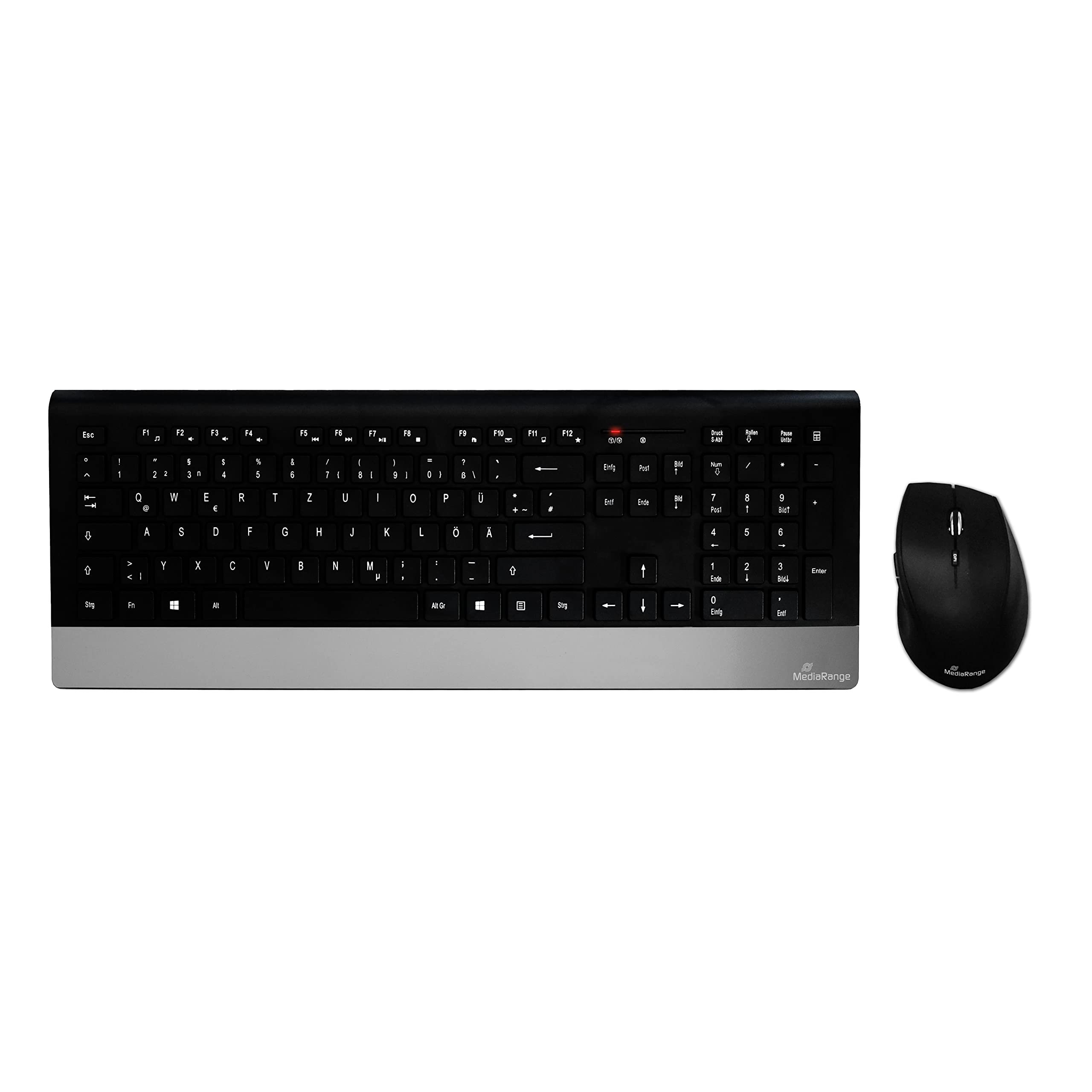 mediarange-funk-tastatur-und-maus-set-highline-serie-qwertz-schwarz-silber image 1