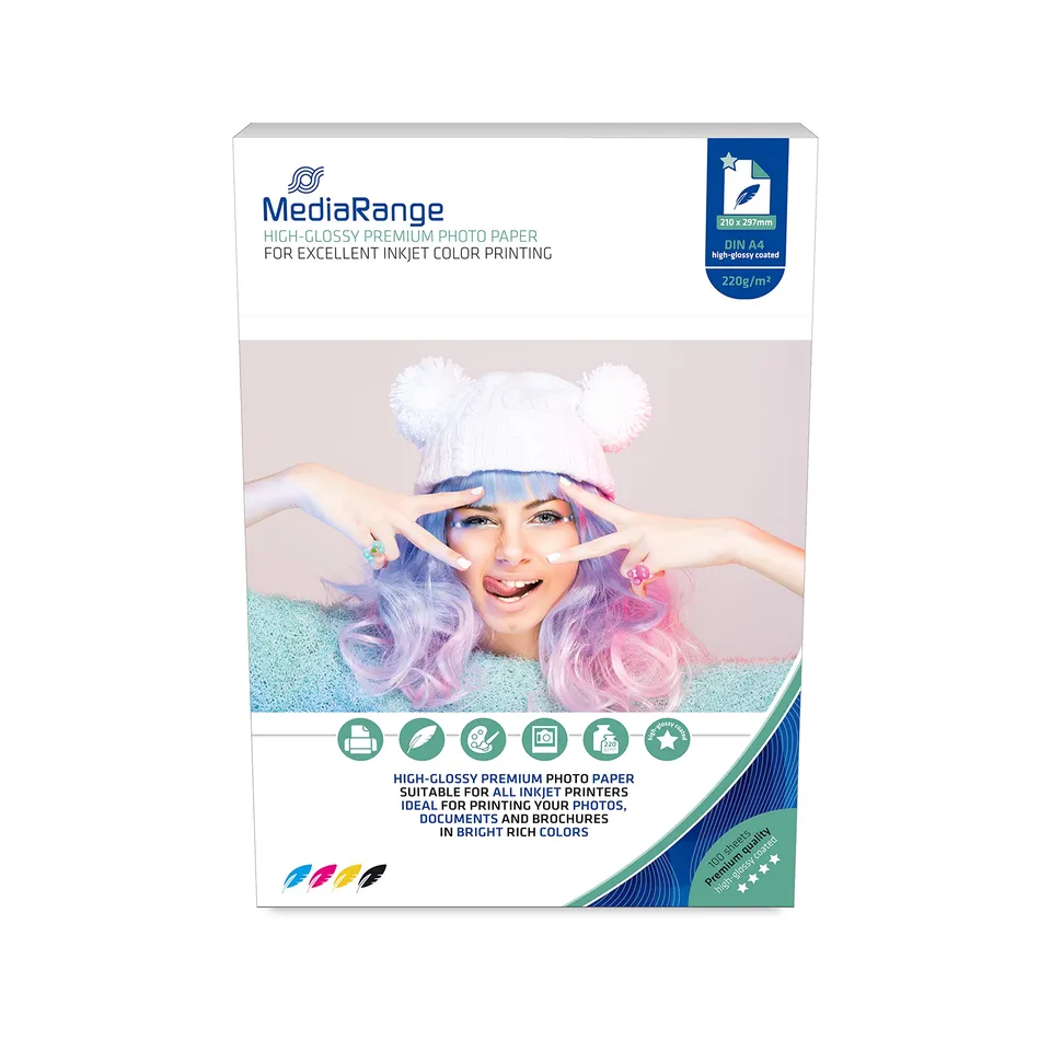 mediarange-hochglanz-fotopapier-220-g-m-100-blatt-f-r-inkjet-a4 image 1