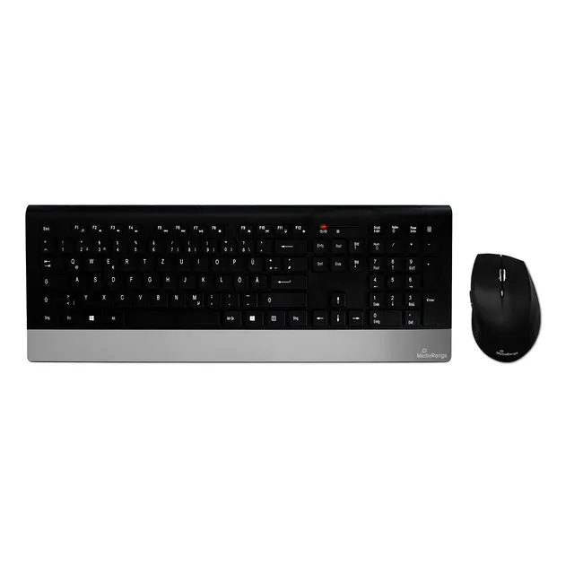 mediarange-funk-tastatur-und-maus-set-highline-serie-qwertz-schwarz-silber image 1