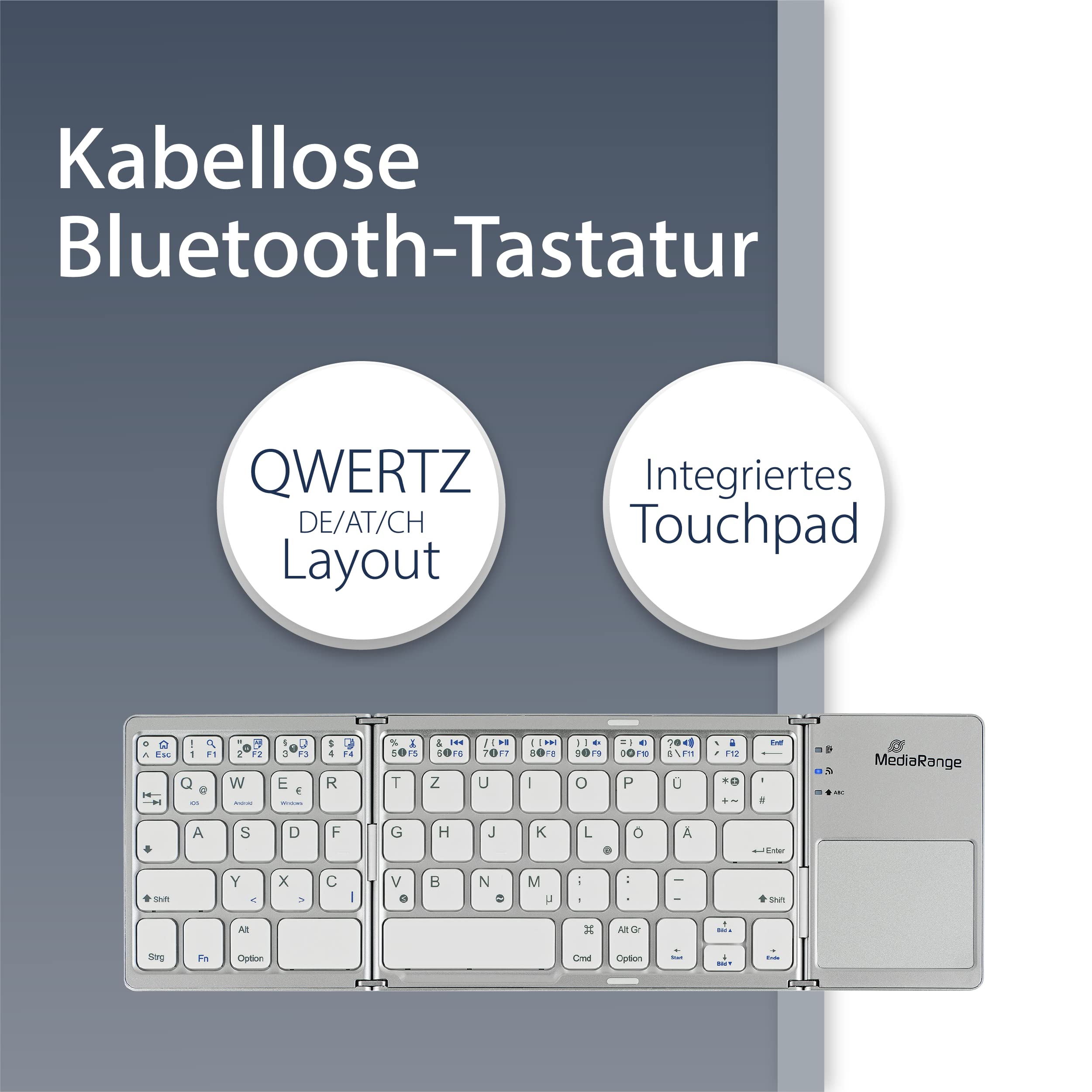 mediarange-funk-tastatur-qwertz-de-at-63-tasten-mit-touchpad-silber image 2