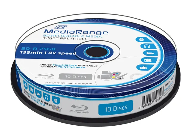 mediarange-bd-r-25gb-4x-vollfl-chig-bedruckbar-10er-cakebox image 1