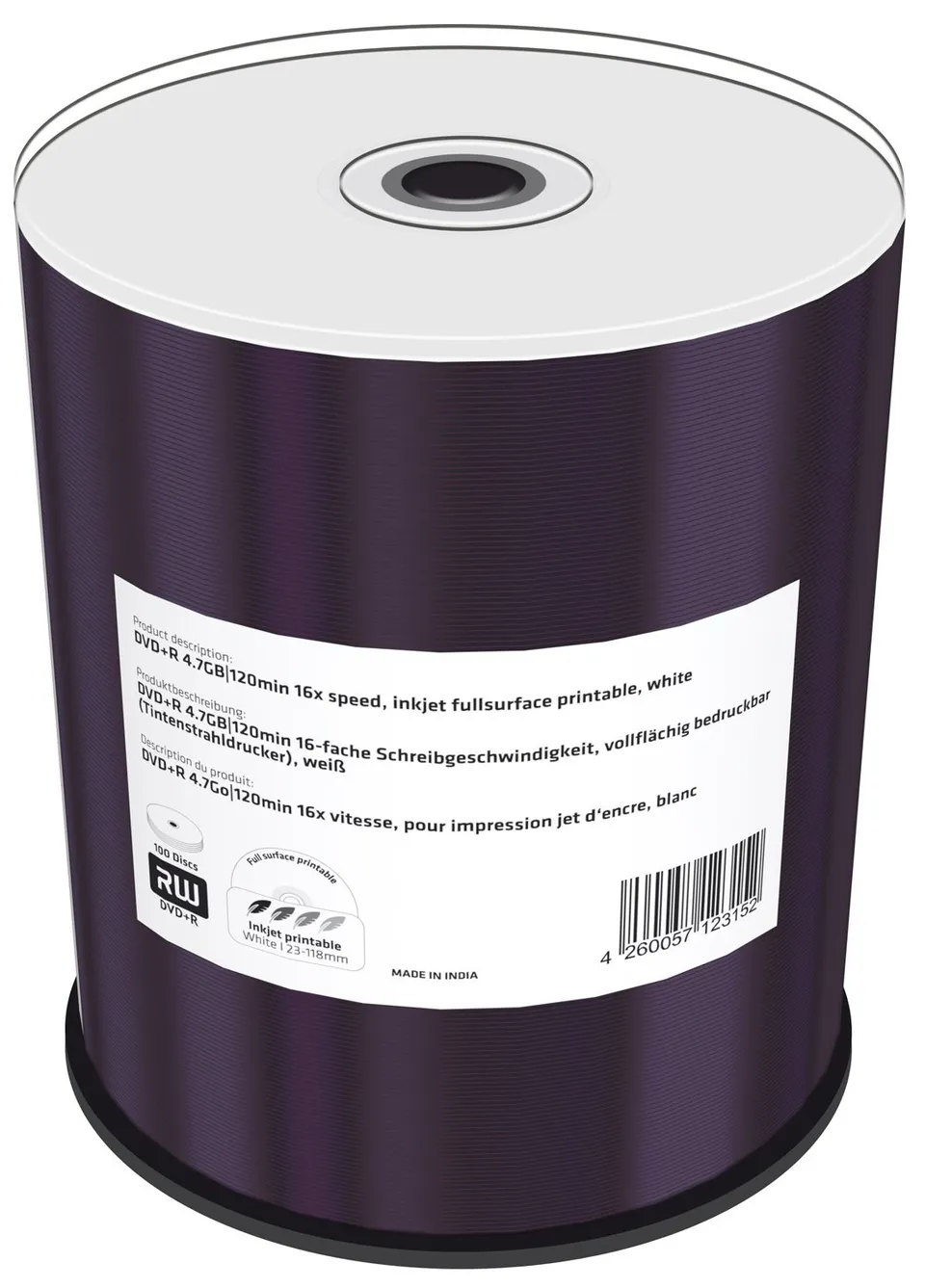 mediarange-mr414-dvd-r-4-7-gb-16x-speed-bedruckbar-100-st-ck-cakebox image 1