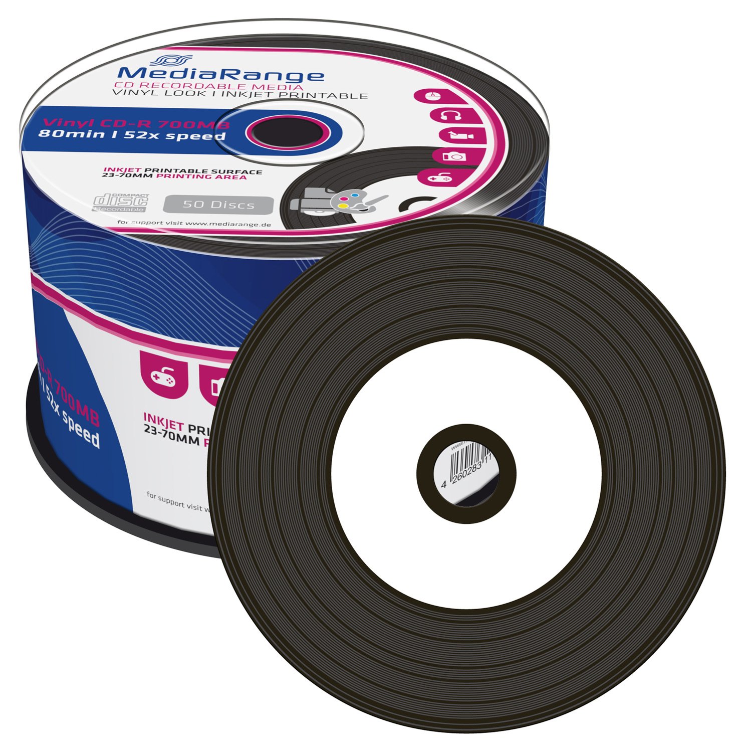 mediarange-vinyl-cd-r-700mb-80-min-50er-pack-52x-inkjet-bedruckbar-23-70-mm-druc image 2