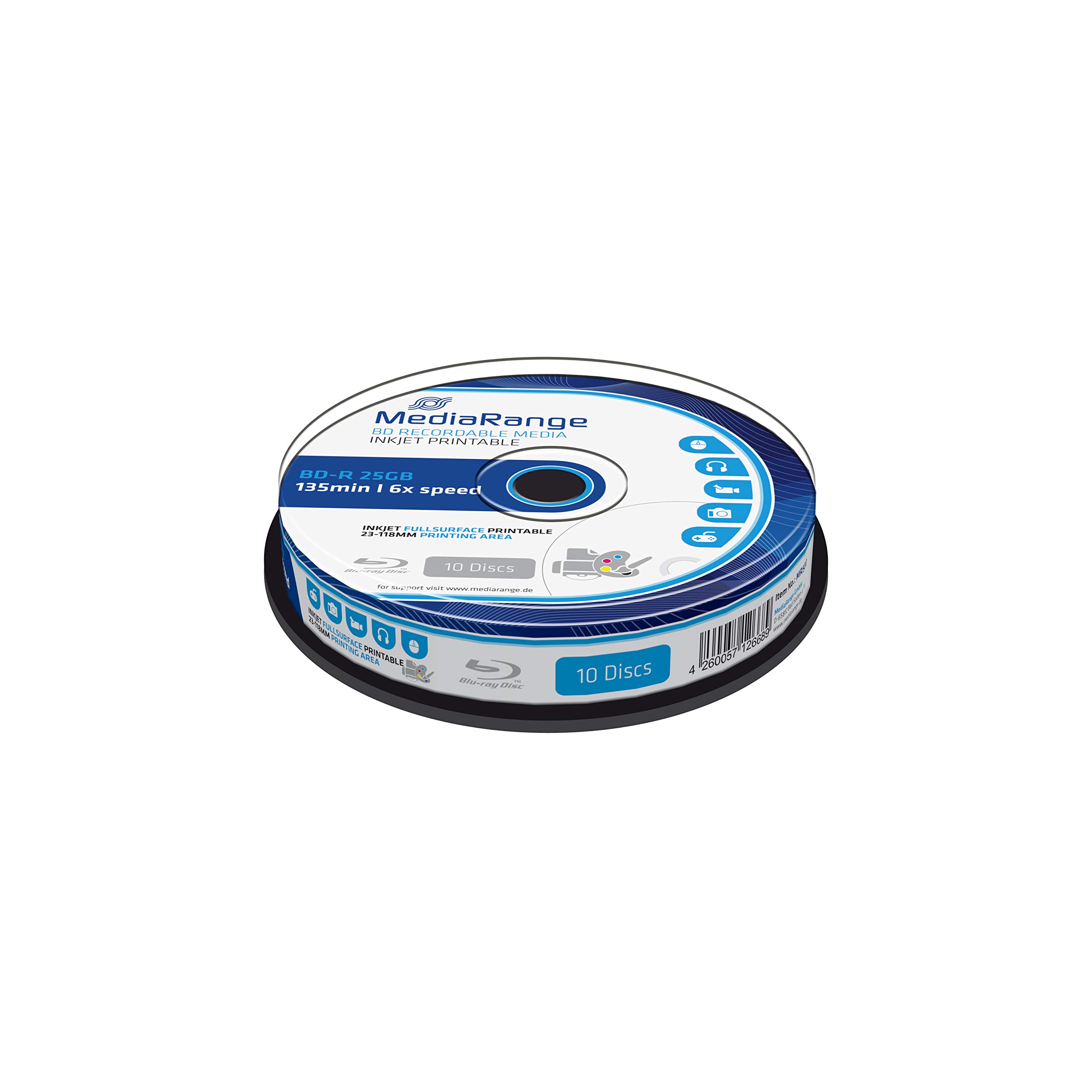 mediarange-bd-r-25gb-6x-inkjet-bedruckbar-10er-pack image 1