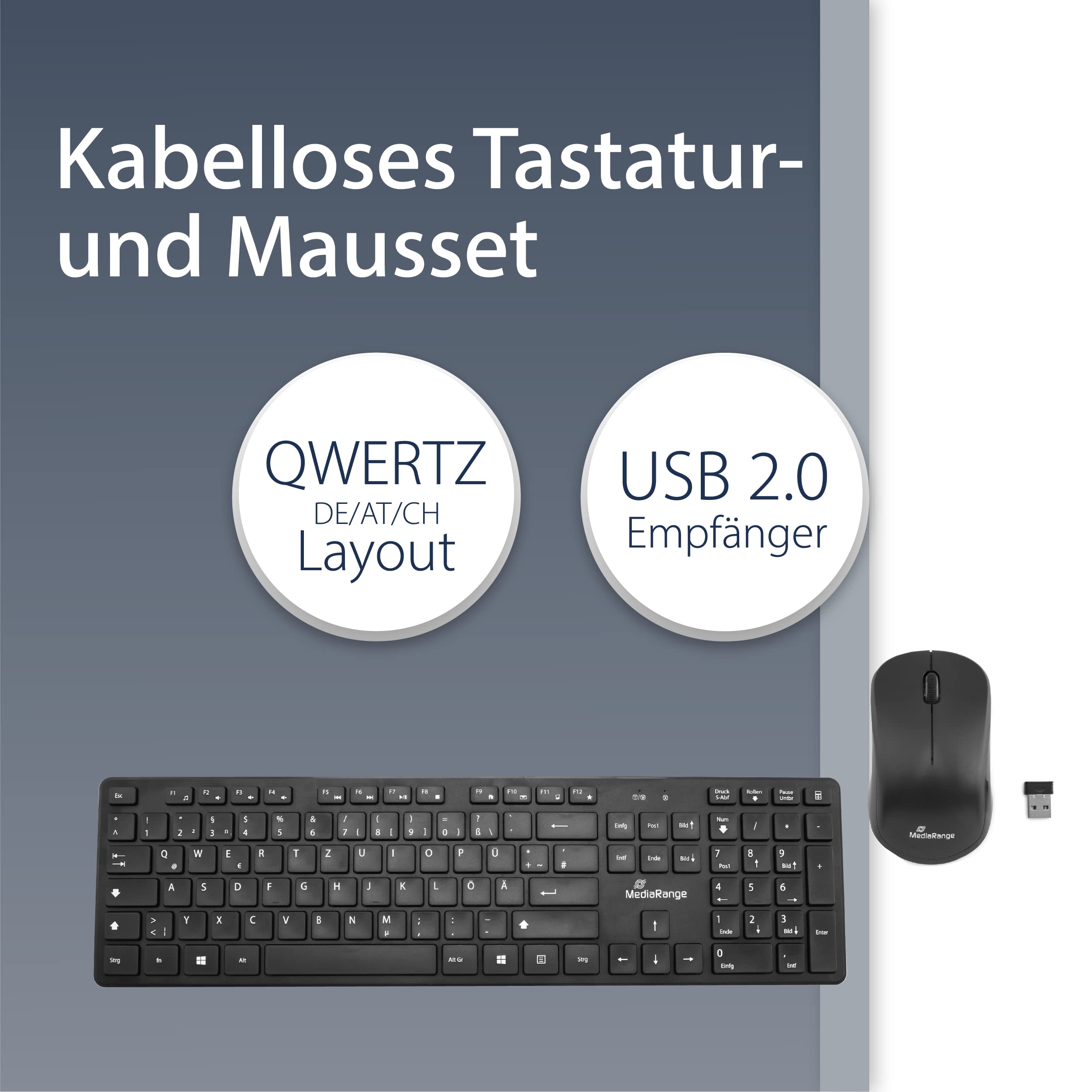 mediarange-funk-tastatur-maus-set-qwertz-de-at-1-200-dpi-schwarz image 2