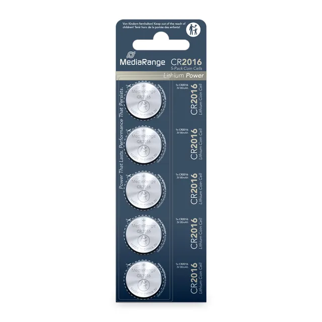 mediarange-lithium-knopfzellen-cr2016-3v-5er-pack-75mah-20x1-6mm image 1