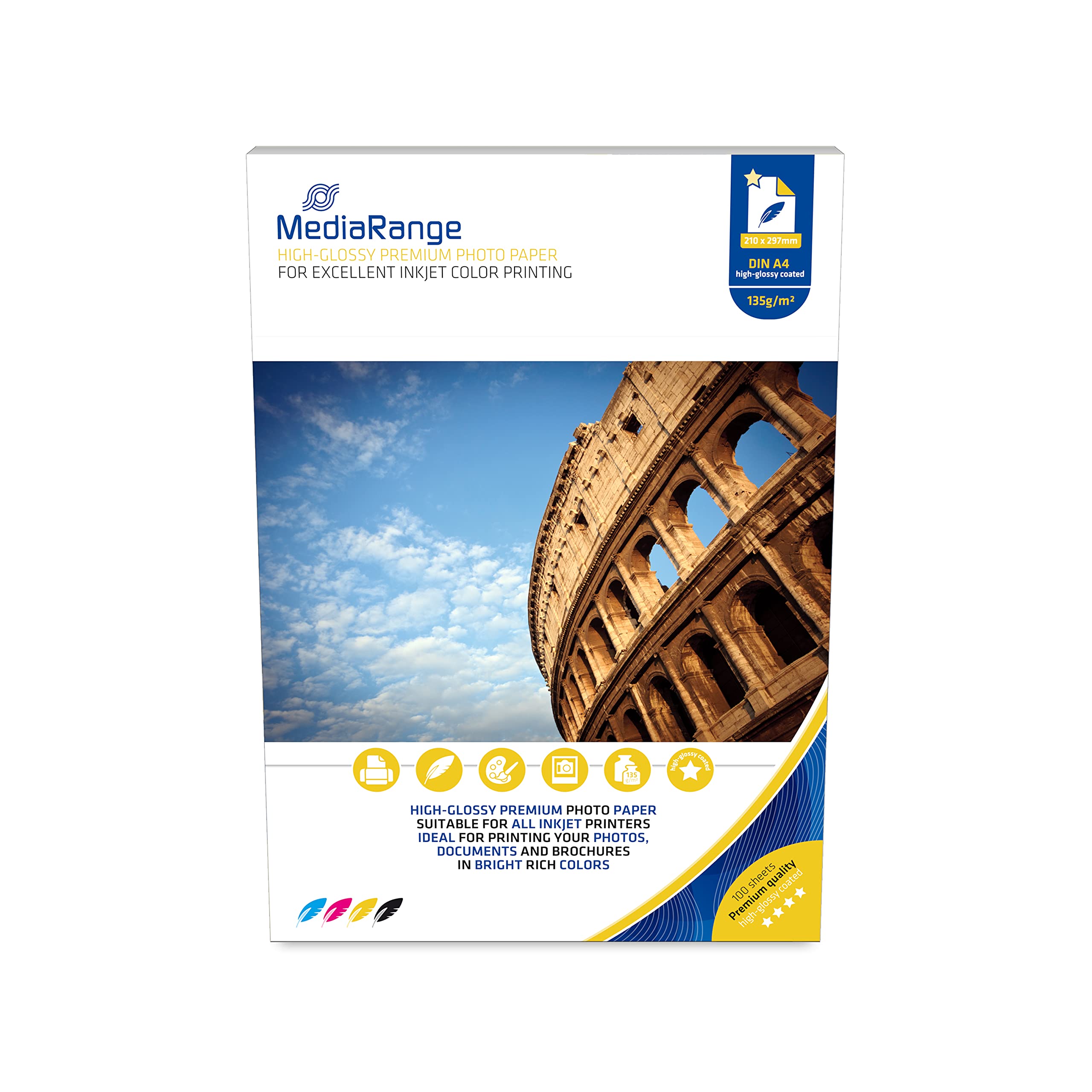 mediarange-hochglanz-fotopapier-160-g-m-din-a4-100-blatt-f-r-inkjet-drucker image 1