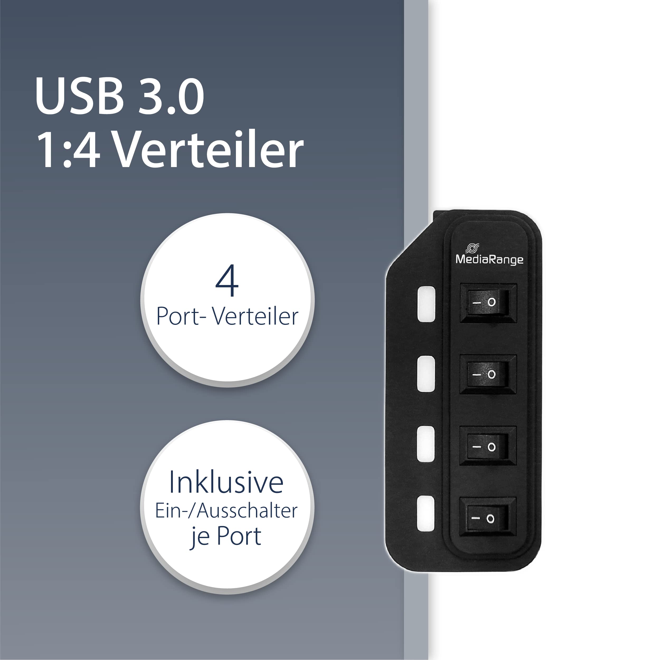 mediarange-usb-3-0-hub-4-ports-mit-einzelschaltern-schwarz image 2