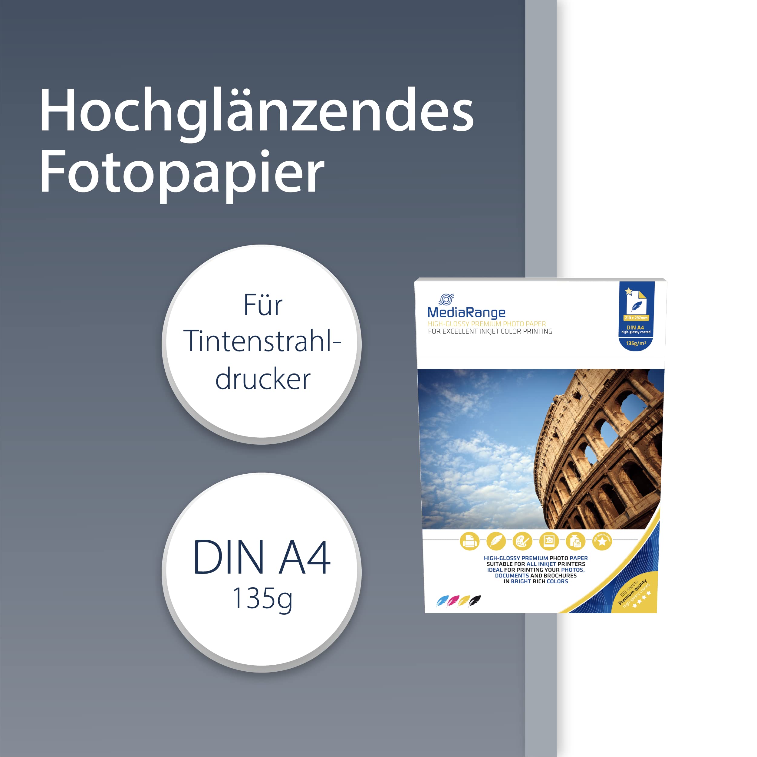 mediarange-hochglanz-fotopapier-135-g-m-100-blatt-f-r-inkjet-a4 image 2