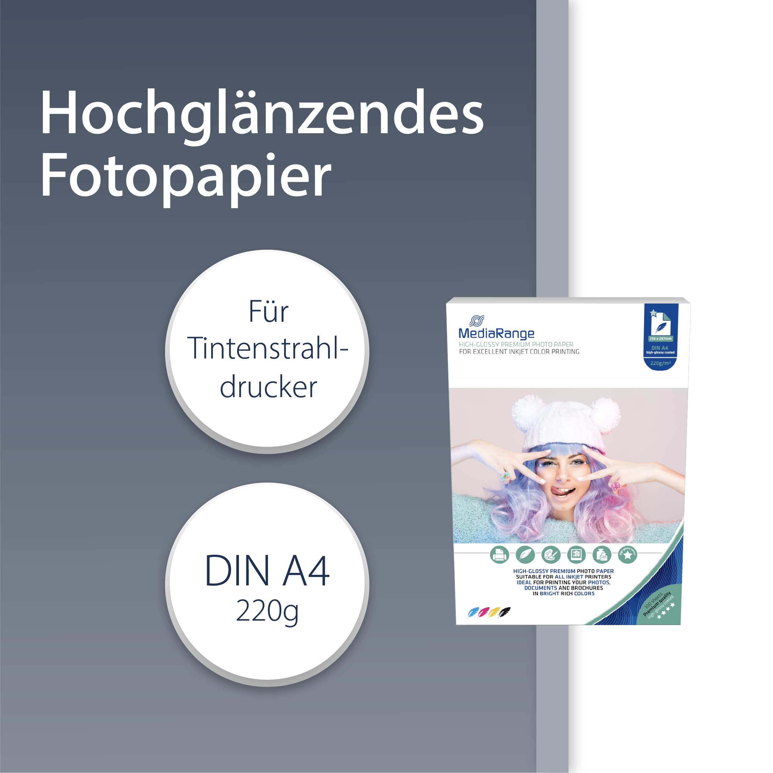 mediarange-hochglanz-fotopapier-220-g-m-100-blatt-f-r-inkjet-a4 image 2